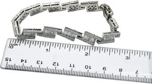 14k White Gold VS Round and Emerald Cut Diamond Fancy Link <b>Bracelet</b> 6.50CT - Product Image 2