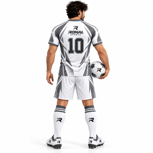 Conjunto de Uniforme de Fútbol para Hombre OEM, 100% Poliéster, Secado Rápido, Transpirable, Logotipo Personalizado, Posición Frontal del Equipo, Mangas Cortas - Product Image 4