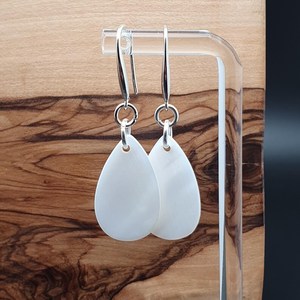 Oval Seashell <b>Earrings</b> Polished Natural Craft Jewelry White Shell Drop <b>Earrings</b> - Product Image 3