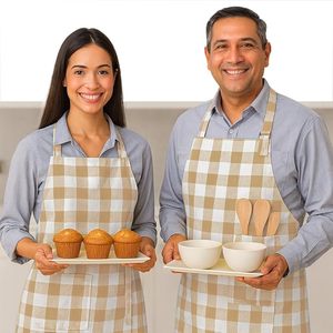 Kitchen Apron 2 Pack - 100% Cotton Adjustable, Durable Apron with Pockets, Perfect for Cooking, <b>Baking</b>, Grilling - Product Image 2