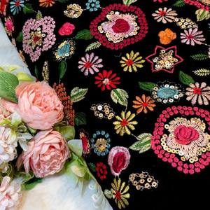 Velvet Embroidered Fabric For Abaya Kaftan Modest Wear Gulf UAE Designer Garment Textile Export Quality <b>Material</b> For Fashion Hub - Product Image 4