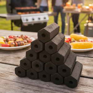 Briquettes de charbon de coco de qualité supérieure |   Charbon de bois pour barbecue haute température |   100% Naturel Sans Fumée Écologique |   Motif hexagonal - Product Image 3