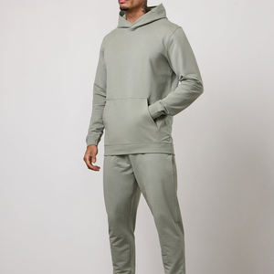 Conjunto Deportivo Informal para Hombre con Capucha, Manga Larga, Color Sólido, 100% Algodón de Peso Medio, Otoño - Product Image 1
