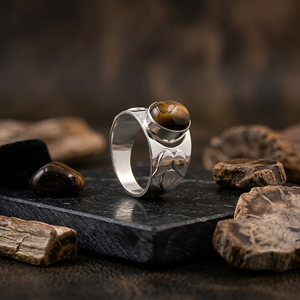 Natural <b>Tiger</b> <b>Eye</b> Oval Gemstone <b>Ring</b> Silver Plated Brass Statement <b>Ring</b> Wholesale Handmade Gemstone Jewelry - Product Image 1