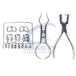 CE ISO Approved Ergonomic Manual Dental Basic Rubber Dam Instruments Kit Steel <b>Clamps</b> <b>Frame</b> Forceps Ivory Punch Pliers - Product Image 2