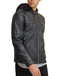 Chaqueta de Cuero Sintético con Capucha Desmontable - Product Image 2