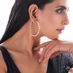PRAO Luxe Waves <b>Fine</b> <b>Hoop</b> <b>Earrings</b> Big Wavy Pearl <b>Hoops</b> - Product Image 3