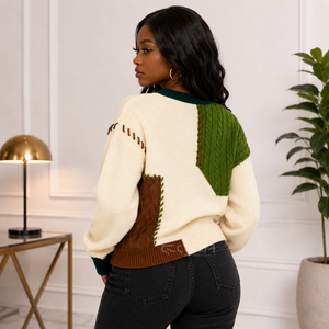 Cosh International Sisterhood Sorority Acrylic Spring Solid Color Wool Knitted <b>Cardigan</b> Long-Sleeved Round Neck Outerwear Coat - Product Image 4