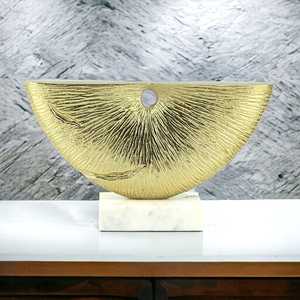 Golden 18.5cm H x 8cm W x 31cm L Sculpture Handmade Modern Art Decor for Living Room Tabletop Display Irregular Shape Design - Product Image 5
