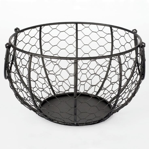 Black Metal Wire Basket Round Laundry Basket <b>Storage</b> Bin With Handles Farmhouse Organizer Wire Mesh <b>Hamper</b> - Product Image 6