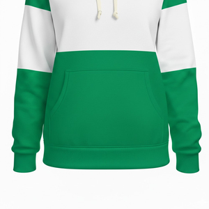 Sweat-shirts unisexes à manches longues personnalisés vert et blanc, style actuel, vêtements décontractés avec impression en relief, tissu polaire pour l'hiver - Product Image 4