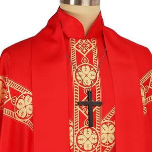 Vêtement liturgique de prêtre de haute qualité, couleur rouge, pour célébrant, robe d'église, vêtement de père de l'Église, robes de messe brodées avec étole - Product Image 3