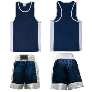 Ensemble d'uniformes de boxe en polyester avec logo personnalisé pour la compétition, équipement d'entraînement avancé, uniformes de kick-boxing de haute qualité - Product Image 1