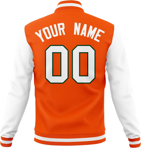 Custom Varsity <b>Jacket</b> Personalized Letterman <b>Jacket</b> Orange White Baseball <b>Jacket</b> Custom Name Number Embroidery OEM Wholesale - Product Image 3