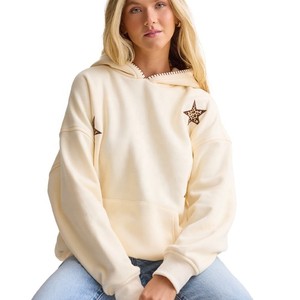Sudadera con Capucha Extra Grande, Diseño de Leopardo con Bordado de Estrellas, Bolsillo Frontal, Corte Regular, Unisex, Material de Felpa, para Otoño - Product Image 4