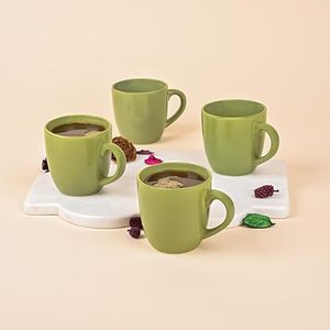 Elegant 350ml Olive Green Ceramic Espresso <b>Cups</b> Set of 2 with Gold Handle Durable <b>Tea</b> <b>Cup</b> for Cappuccino 200ml Capacity - Product Image 2