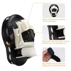 OEM Wholesale Boxing Punch <b>Mitts</b> Customized Leather Boxing Focus Kicking Pad Unisex Taekwondo Leather Curved Boxing Focus <b>Mitts</b> - Product Image 2