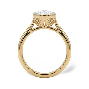 Bague de fiançailles solitaire en or jaune 9 carats avec diamant ovale de 2 carats cultivé en laboratoire, sertie de pierres, bijoux fins sur mesure - Product Image 2