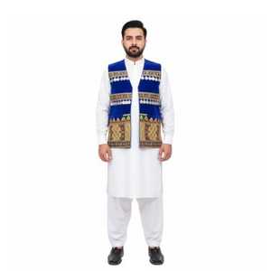 Chaleco Afgano Clásico para Hombre, Hecho a Mano, Transpirable, de Secado Rápido, de Lana, Informal, sin Mangas, Cómodo, para Otoño, con Encaje, Tradicional, para Mehndi - Product Image 3