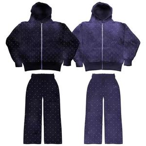 Ensemble de survêtement surdimensionné en molleton 100 % coton délavé à l'acide pour homme, avec pantalon évasé et sweat à capuche, idéal pour le sport - Product Image 4