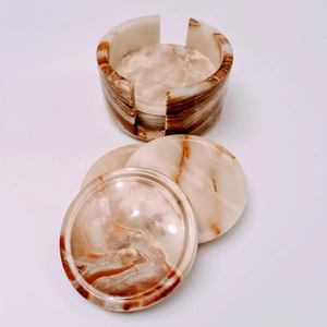 2026 New Premium <b>Marble</b> Onyx Big Slab Drink Coasters Set with Antique Finish Modern Kitchen Home Decor - Product Image 3
