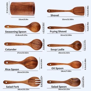Handmade Natural Wood Kitchen Utensil Set Eco-Friendly Dishwasher Oven Safe Cooking Tools Spatula Spoon Ladle <b>Pasta</b> - Product Image 6