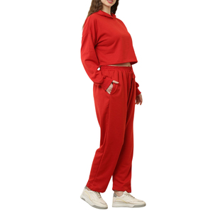 Conjunto Deportivo de Moda para Mujer, Sudadera Corta con Capucha y Pantalones Jogger Negros, Ropa Deportiva Informal para Fitness - Product Image 3