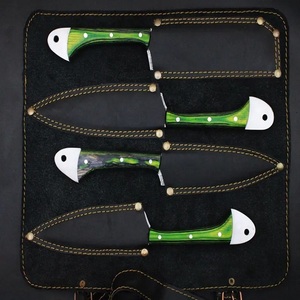 A&M ENTERPRISES 4 Piece Damascus Pattern Chef <b>Knives</b> <b>Set</b> Green Wooden Handles Handmade Eco-Friendly High-Polish Kitchen <b>Knife</b> - Product Image 5