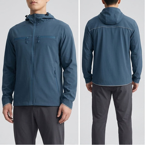 Veste softshell à capuche pour homme, entièrement zippée, imperméable, idéale pour la randonnée, avec logo personnalisé, coupe-vent, entièrement zippée. - Product Image 2
