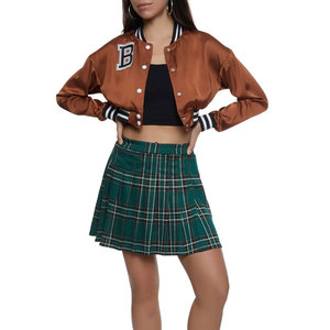 Chaqueta Corta de Satén para Mujer, Estilo Casual, Cálida e Impermeable para Invierno, Manga Larga, Diseño Varsity - Product Image 6