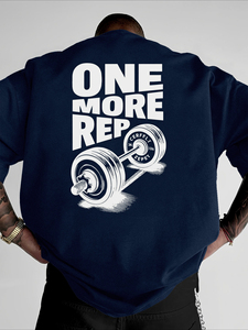 Camiseta de Halterofilia One More Rep para Hombre, Corte Regular, Manga Corta, Cuello en V, Algodón, Estilo Hip Hop, Logotipo Frontal con Impresión Digital, Secado Rápido - Product Image 5