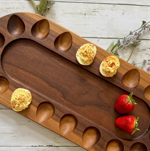 Plateau de service en bois pour œufs farcis avec support, plateau à apéritifs écologique à prix abordable - Product Image 1