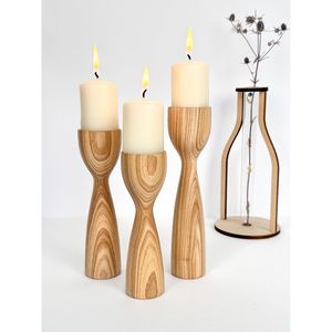 <b>Wooden</b> Dining Table Candle Stand Elegant Home Decoration with <b>Lanterns</b> & Candle Jars - Product Image 1
