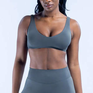 Soutien-gorge de sport OEM à col en V, très populaire, pour femme, avec compression et rembourrage, ensemble de vêtements de yoga tricotés sans couture, légers pour l'entraînement et la course à pied - Product Image 1