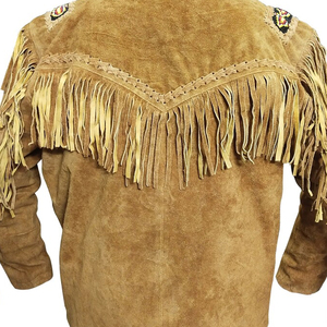 2026 High Quality <b>Men's</b> Full Sleeve Cowboy Western Style Leather <b>Jacket</b> Original Cow <b>Suede</b> Fringed Beaded Front Logo Winter - Product Image 5