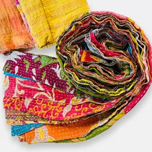 High Quality Kantha Scrap <b>Strips</b> Made from Recycled 2" Cotton <b>Fabric</b> Sewing Craft DIY Home Decor Textile Art Bag Making Projects - Product Image 5