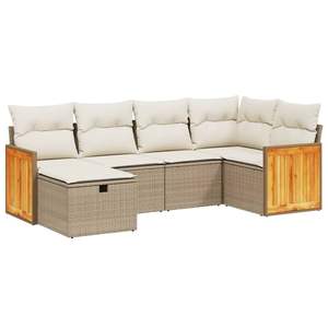 Conjunto de Sofás Modulares Grandes de Ratán Sintético PE Beige para Jardín, Muebles de Patio con un Elegante Diseño Modular - Product Image 2