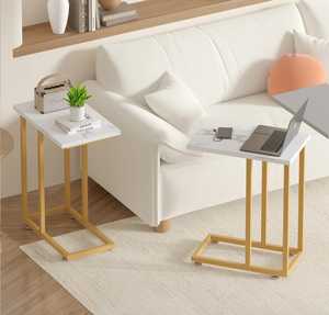 Trend Setter Modern Marble Top <b>Side</b> <b>Table</b> With <b>Gold</b> Metal Frame For Living Room Furniture - Product Image 4