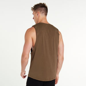 Camisetas de tirantes deportivas de algodón 100% personalizadas OEM para hombre, estilo urbano, cuello redondo, para verano. - Product Image 2