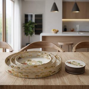 En gros, ensemble de plateaux et pots en corne Pichwai, faits main, au toucher réel, motif animalier indien, pour cadeau de remerciement - Product Image 4