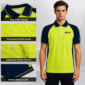 Polo de travail personnalisé, uniforme de chantier, polo réfléchissant de sécurité à manches courtes, vente en gros, haute visibilité, logo OEM - Product Image 2