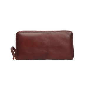 Portefeuille long vintage pour femme en cuir véritable avec fermeture éclair, grande capacité, plusieurs emplacements pour cartes, poche à monnaie, élégant, blocage RFID, polyester - Product Image 4