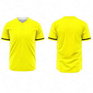 Camiseta de Béisbol Amarilla Unisex de Manga Corta con Botones al Frente, Color Sólido, Transpirable, de Poliéster, Corte Regular, para Adultos, con Transferencia Térmica - Product Image 3
