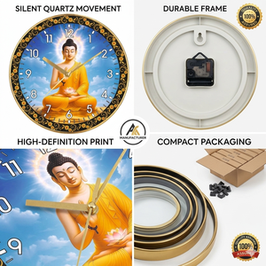 Modern Personalized Gautam Buddha Wall <b>Clock</b> <b>Silent</b> Quartz Luxury Home Decor Meditation Wall Graduation Mother's Day Printing - Product Image 2