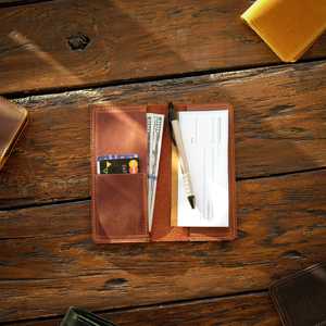 Wholesale Genuine Leather Checkbook Holder <b>Slim</b> Business Check <b>Book</b> Cover Custom Brand Cowhide Wallet LCR-0102 - Product Image 4