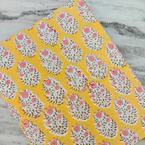 Indian Handmade Wholesale Cotton <b>Fabric</b> Jaipur Sanganeri Hand Block Printed <b>Fabric</b> Raw Material Dress Making Material <b>Fabric</b> - Product Image 1