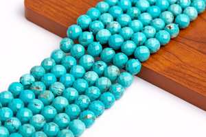 Perles rondes à facettes en pierre précieuse turquoise bleu menthe, pour la fabrication de bijoux, bracelet, collier, artisanat DIY - Product Image 6