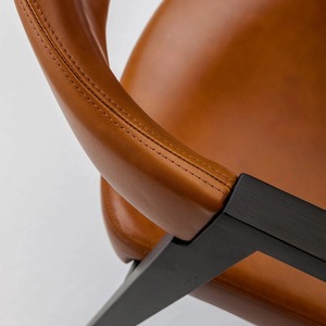 Handcrafted Solid Wood Modern Dining Chair Ergonomic Armrest Backrest Light Upholstered Leather Seat Premium Quality Furniture - Product Image 4