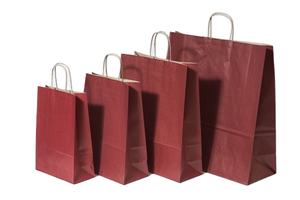 Bolsas de papel Kraft con estampado Natural, bolsas de papel de embalaje de tejido de azúcar rojo, Burdeos, Burdeos, con mango trenzado - Product Image 2