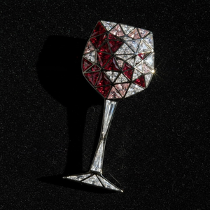 Broche personnalisée pour enfant en forme de verre à vin, avec strass en cristal, épinglette de revers, bijou fantaisie argenté pour fête, mariage, cadeau - Product Image 4